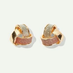GLITTERY tri colored gold earrings